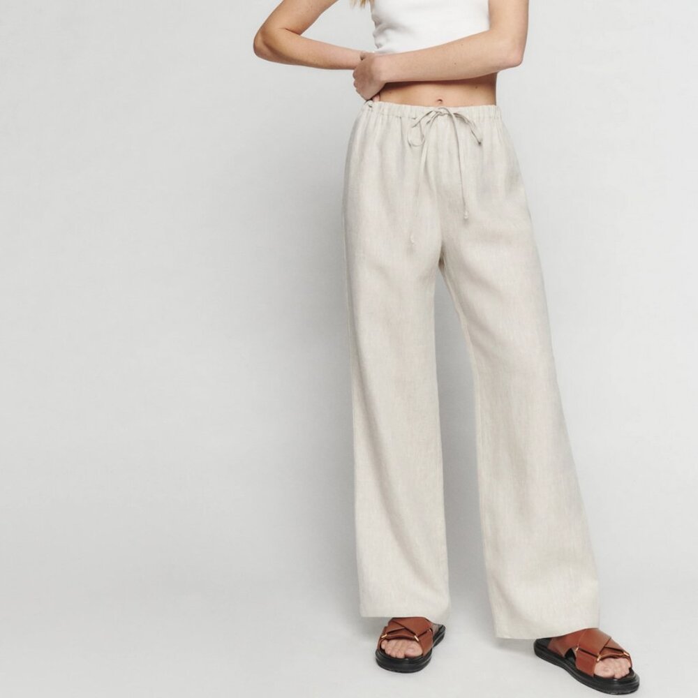 Reformation Cream Straight Leg Pants
